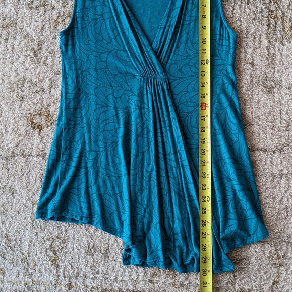 Daisy Fuentes Green Floral Short Sleeve Wrap Front Blouse Women's Size Small - Picture 4 of 7